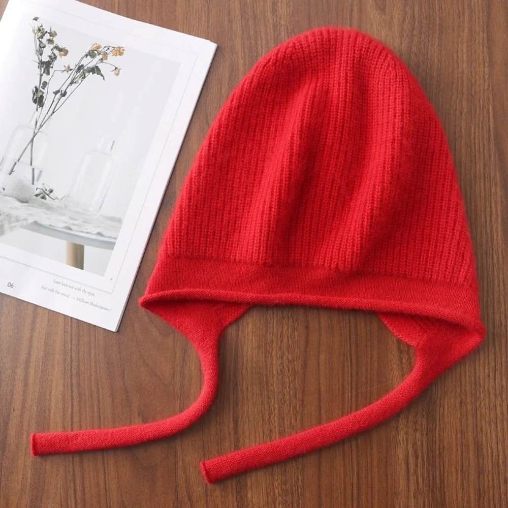 100 Pure Wool LaceUp Earflap Beanie 9