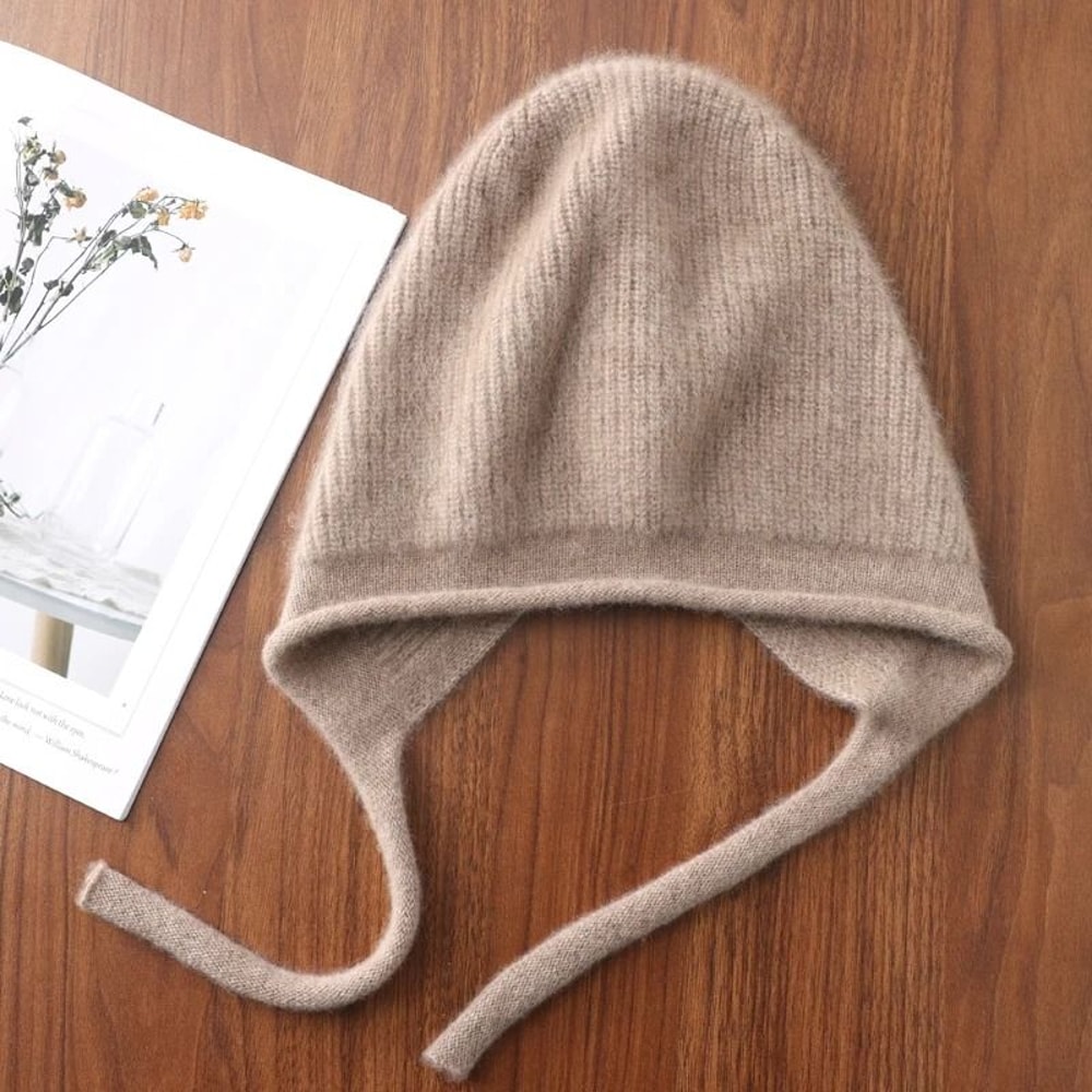 100 Pure Wool LaceUp Earflap Beanie 6