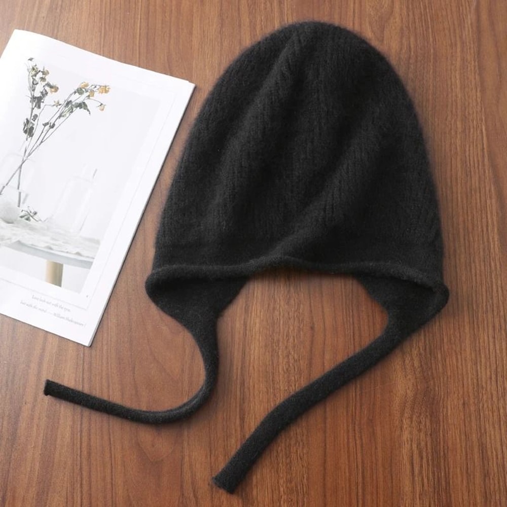 100 Pure Wool LaceUp Earflap Beanie 7
