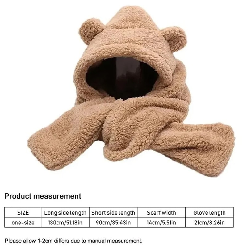 Kawaii Bear Ear 3in1 Winter Thermal Set 5