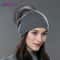 Wool Knit Beanie With Real Fur Pom Pom 1