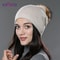 Wool Knit Beanie With Real Fur Pom Pom 2