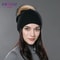 Wool Knit Beanie With Real Fur Pom Pom 14