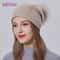 Wool Knit Beanie With Real Fur Pom Pom 17