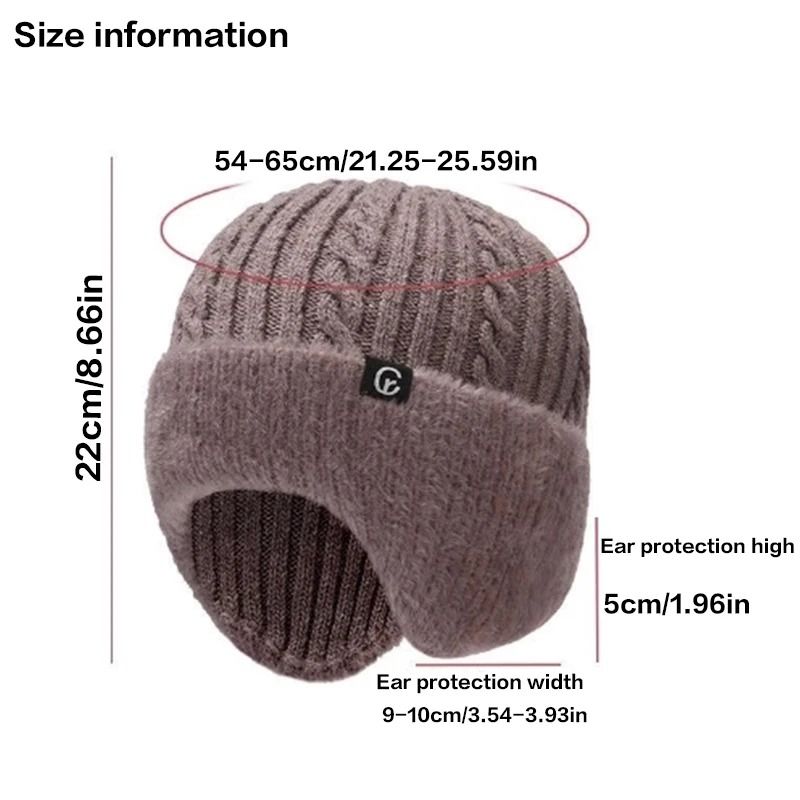 Elderly Thermal Knitted Winter Hat With Ear Protection 4