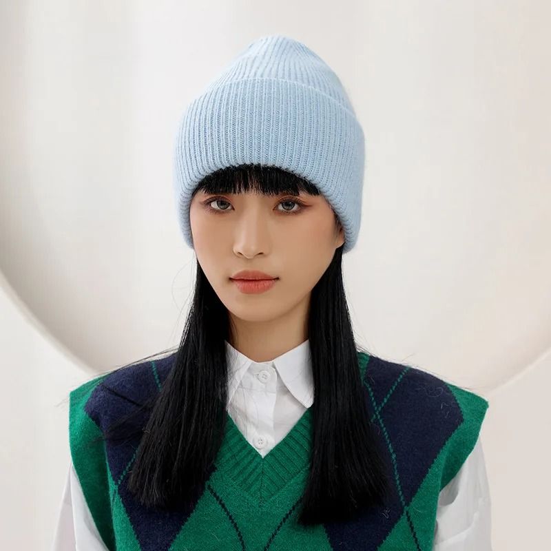 Womens Premium Rabbit Fur Blend Thermal Beanie 2