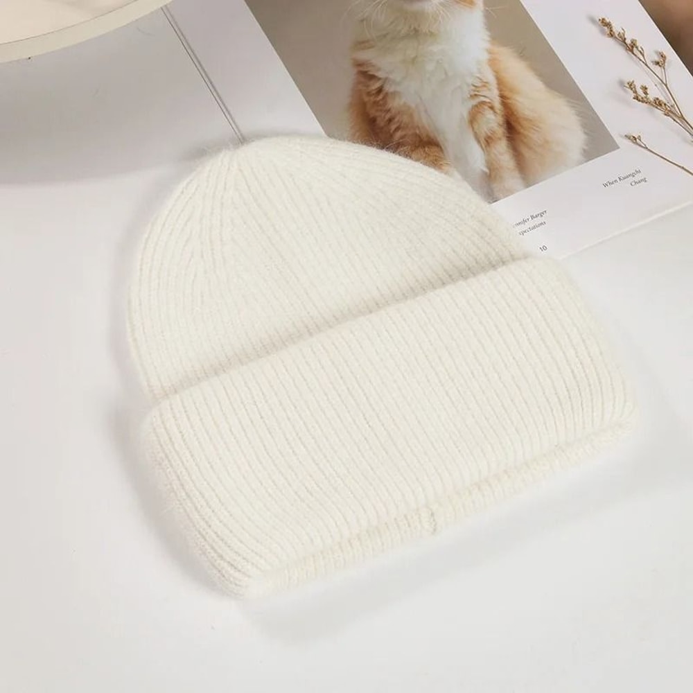 Womens Premium Rabbit Fur Blend Thermal Beanie 7
