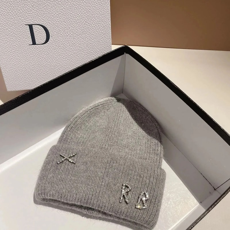 DiamondEmbellished Rabbit Fur Blend Thermal Beanie 15