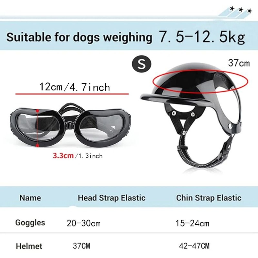Sport Dog Helmet Goggles Adventure Set 1