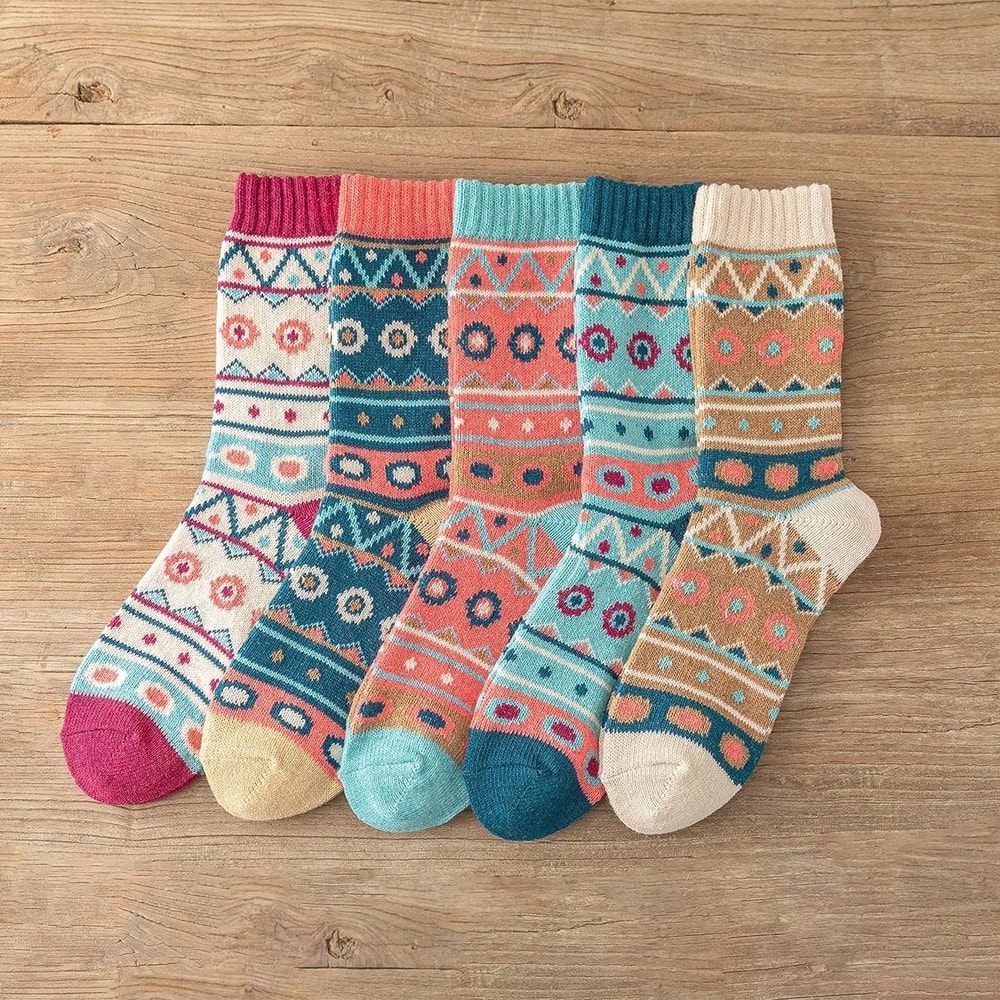 5Pair Retro Thermal Winter Sock Set 9