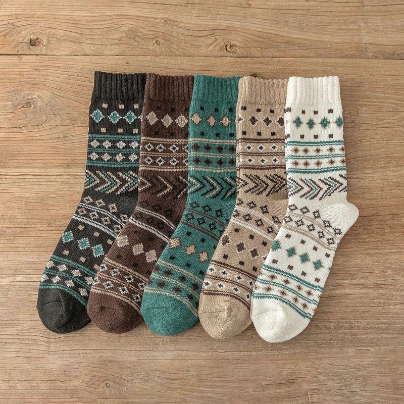 5Pair Retro Thermal Winter Sock Set 10