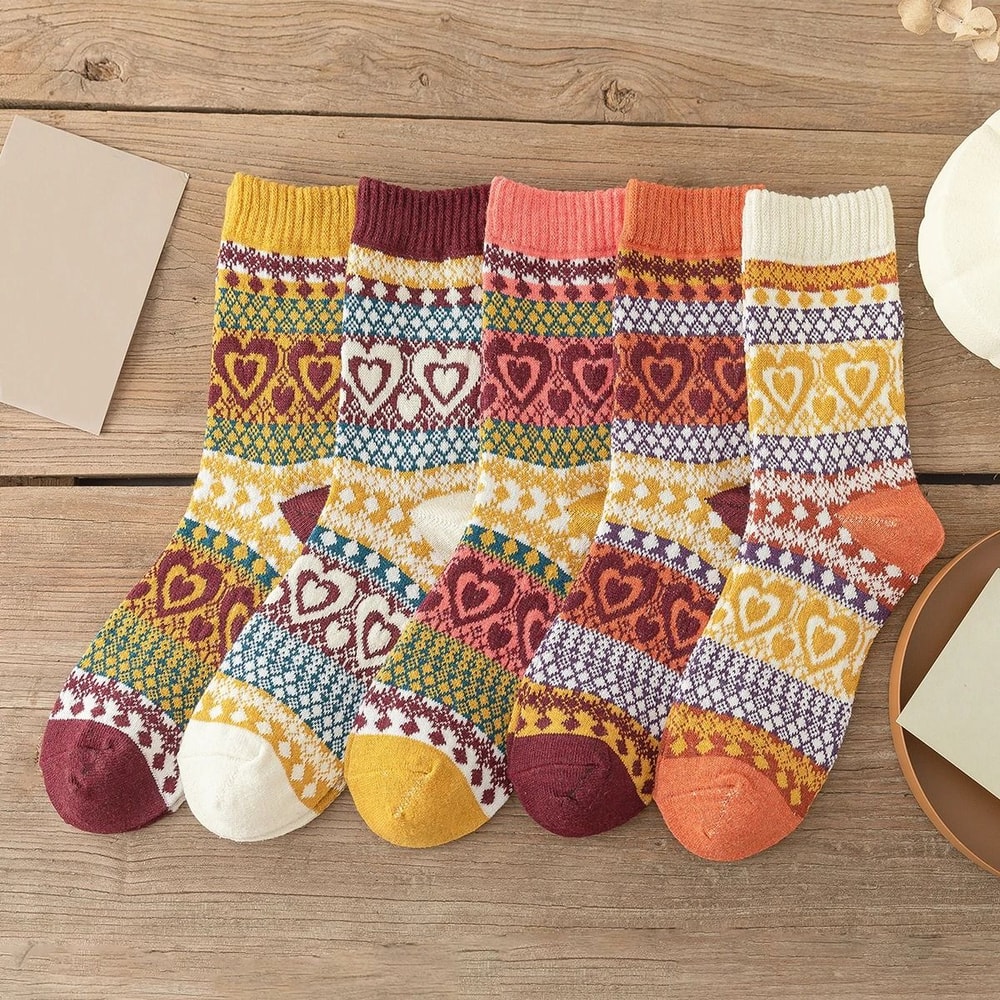 5Pair Retro Thermal Winter Sock Set 6