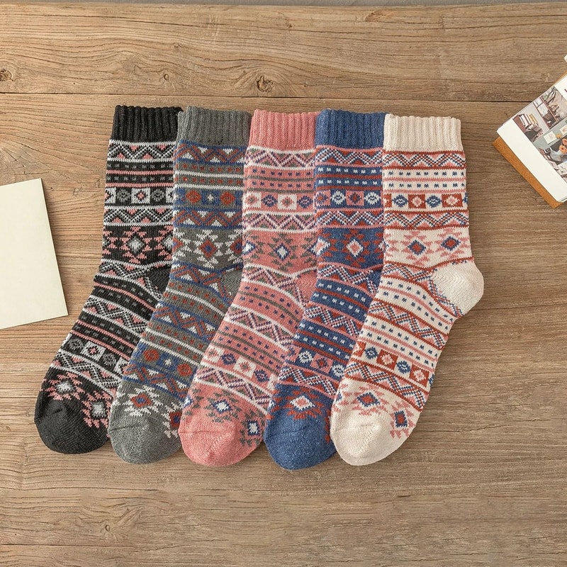 5Pair Retro Thermal Winter Sock Set 8