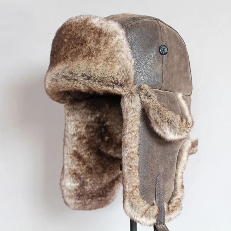 Premium PU Leather Thermal Bomber Ushanka Hat 0