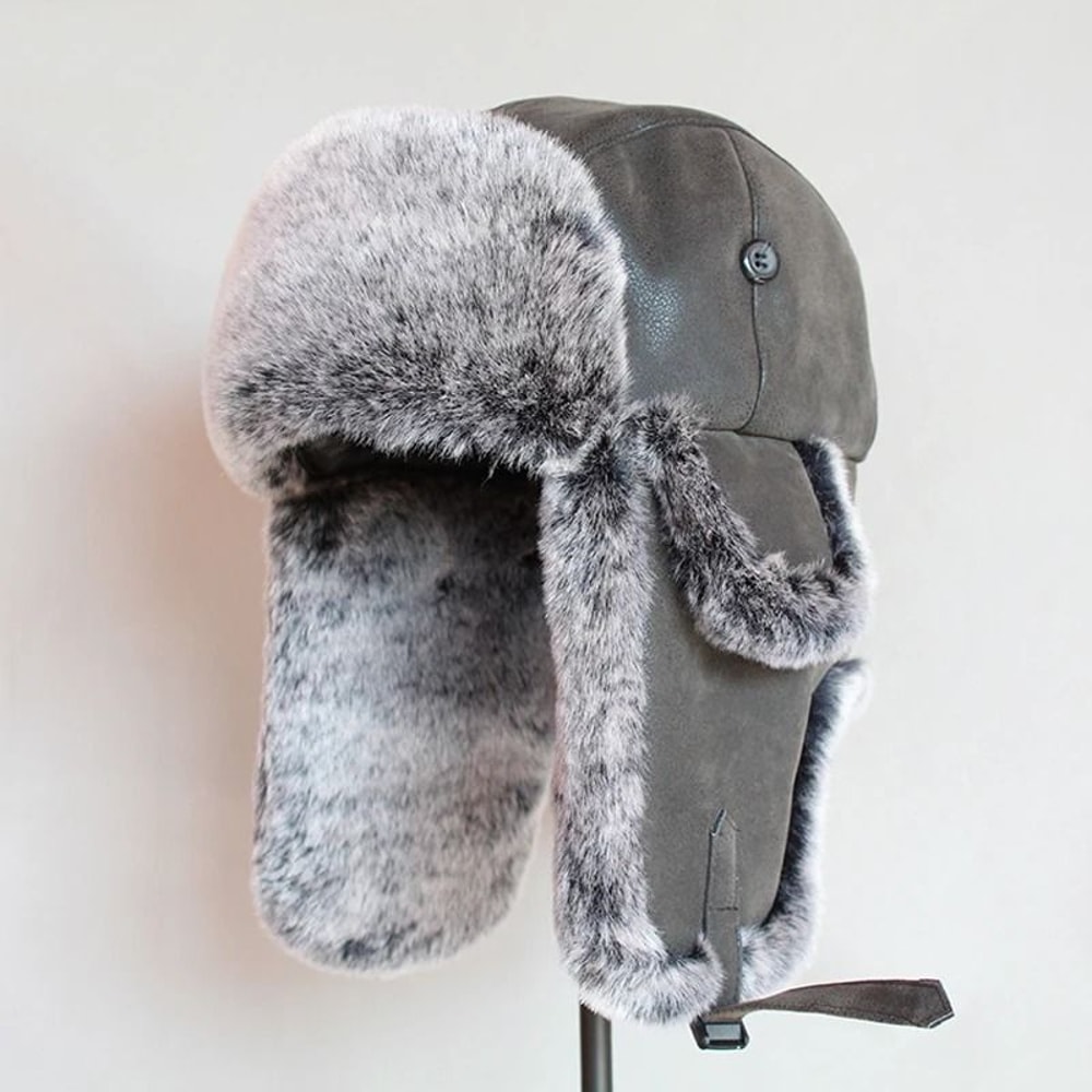 Premium PU Leather Thermal Bomber Ushanka Hat 1