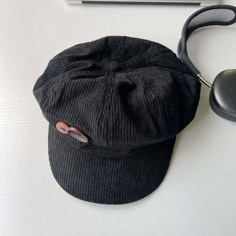 Vintage Corduroy Octagonal Artist Beret 8