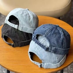 vintage denim brimless docker cap