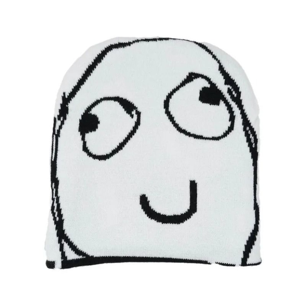 Playful Cartoon Face Thermal Knitted Beanie 0