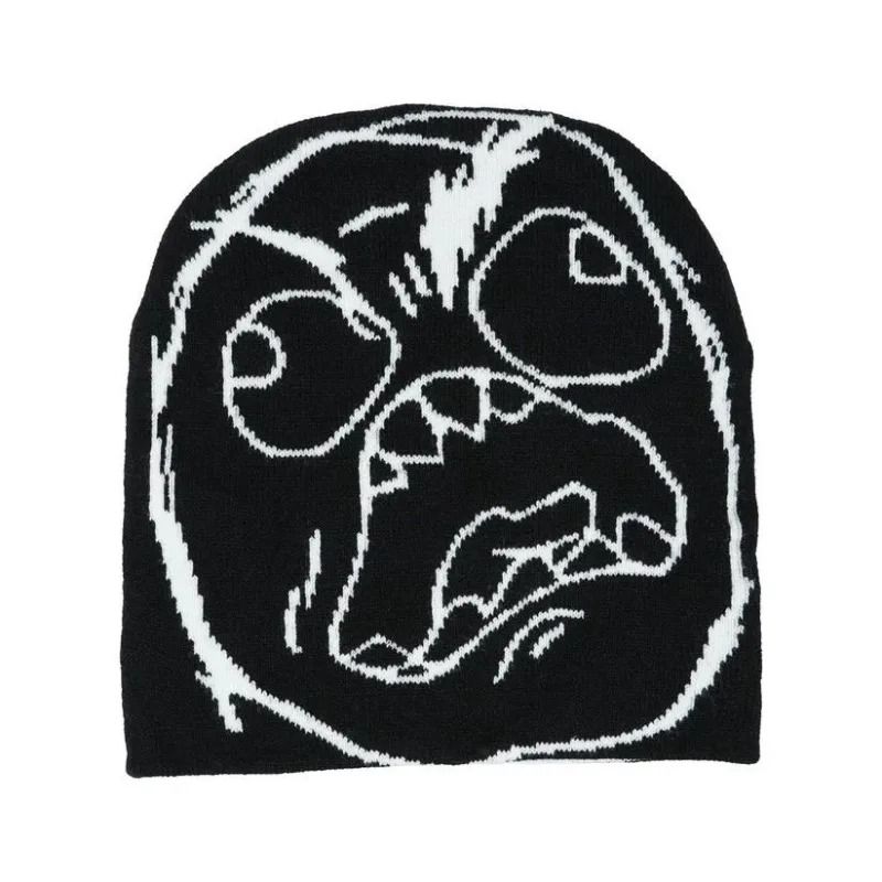 Playful Cartoon Face Thermal Knitted Beanie 1