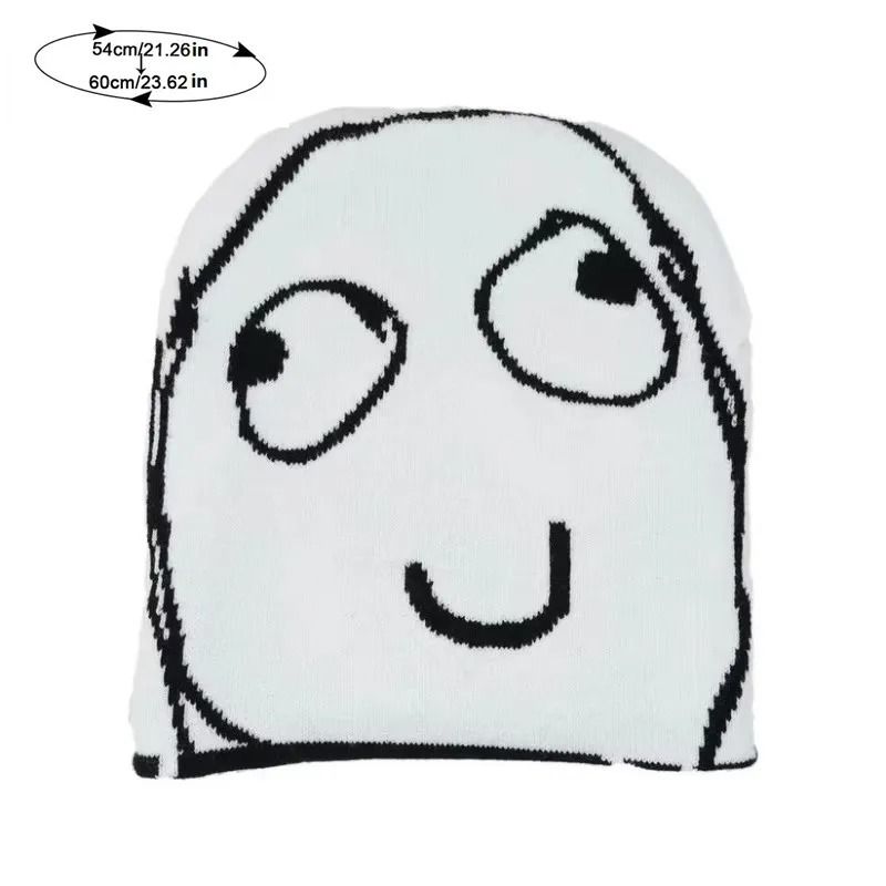 Playful Cartoon Face Thermal Knitted Beanie 4