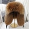 100 Real Silver Fox Fur Leather Bomber Hat 11