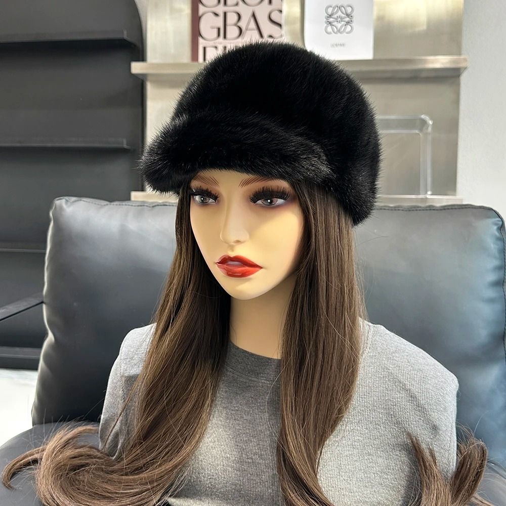 100 Genuine Mink Fur Thermal Winter Cap 2