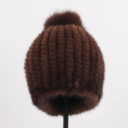 hand-knitted genuine mink fur thermal beanie