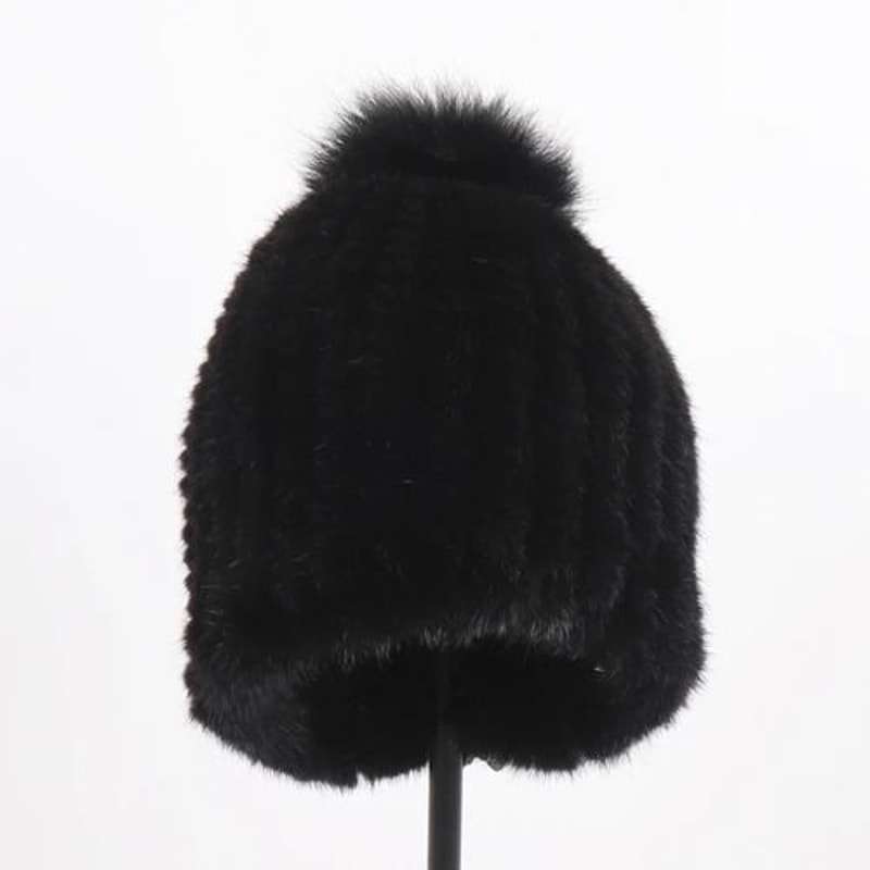 HandKnitted Genuine Mink Fur Thermal Beanie 5