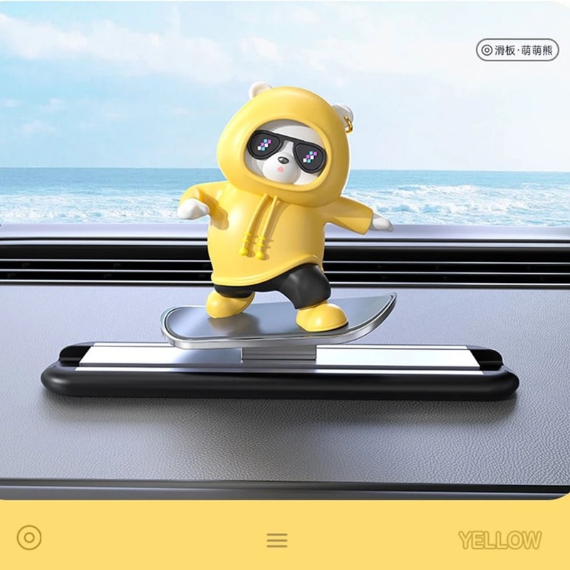 Creative Skateboard Bear Dashboard Ornament Magnetic Parking Plate 12