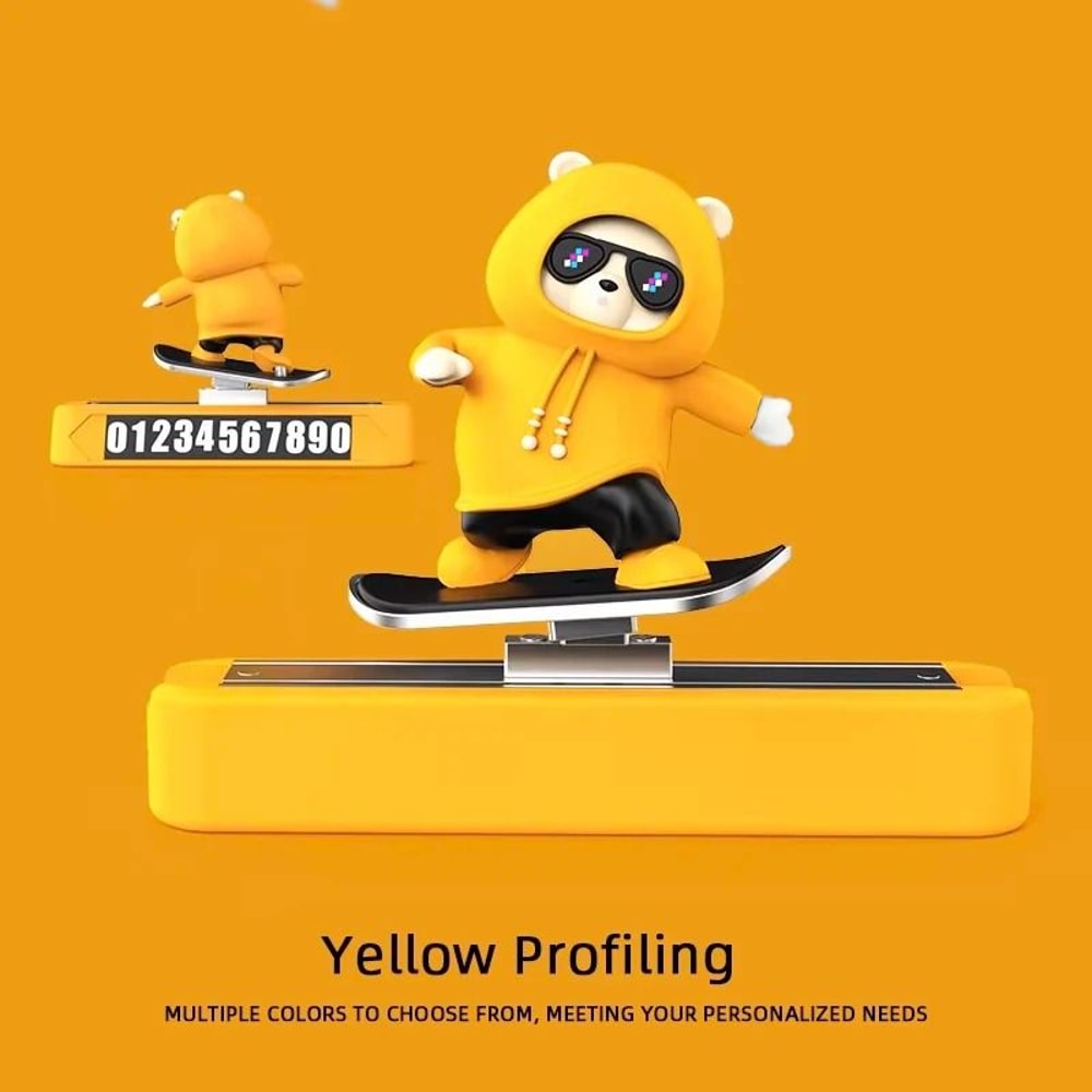 Creative Skateboard Bear Dashboard Ornament Magnetic Parking Plate 13