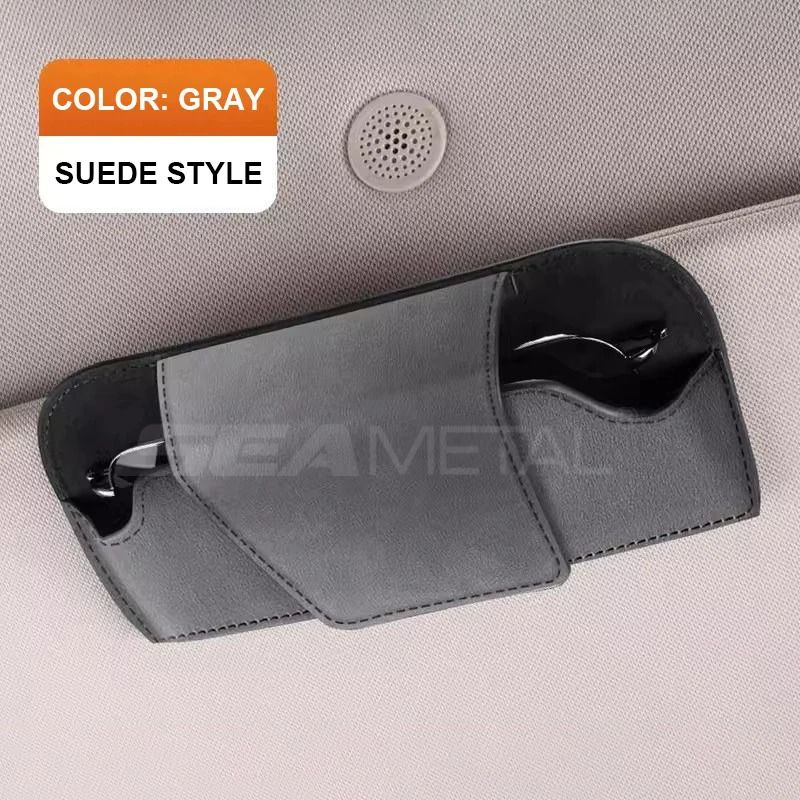 Suede Automotive Sun Visor Sunglasses Card Management System 9