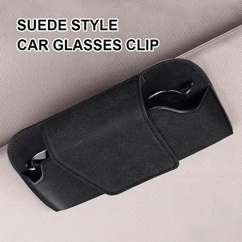 Suede Automotive Sun Visor Sunglasses Card Management System 3