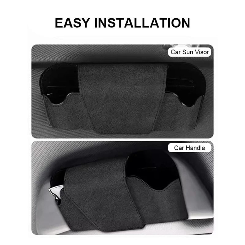Suede Automotive Sun Visor Sunglasses Card Management System 5