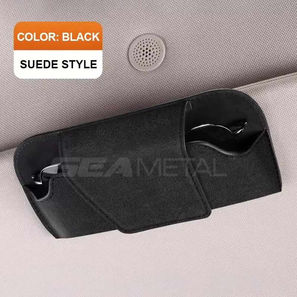Suede Automotive Sun Visor Sunglasses Card Management System 7