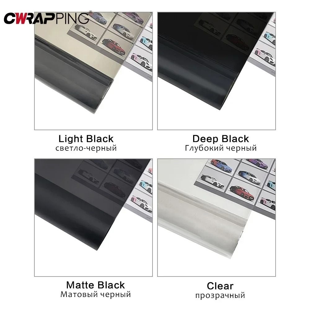 Smoke Black Automotive Headlight Taillight Tint Film Wrap 5