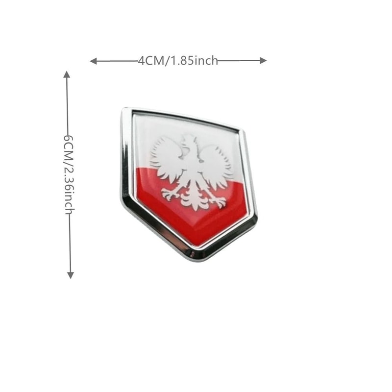 3D Poland White Eagle HighContrast Chrome Shield Emblem 2