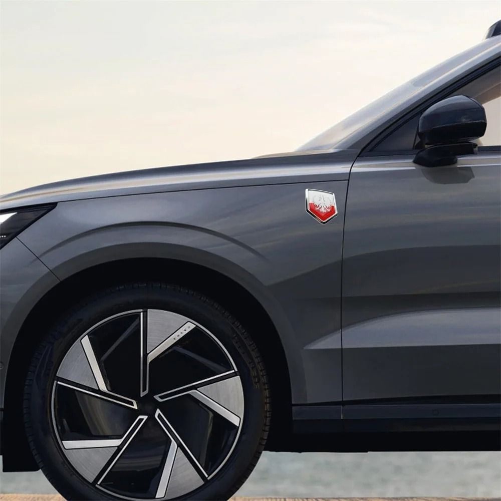 3D Poland White Eagle HighContrast Chrome Shield Emblem 4