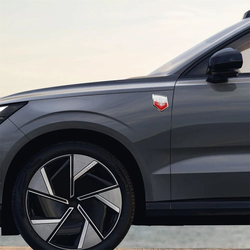 3D Poland White Eagle HighContrast Chrome Shield Emblem 4