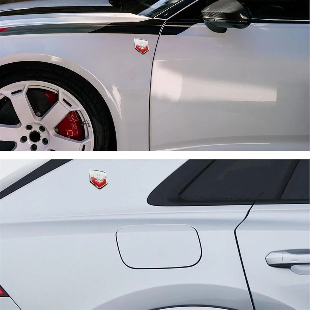 3D Poland White Eagle HighContrast Chrome Shield Emblem 6