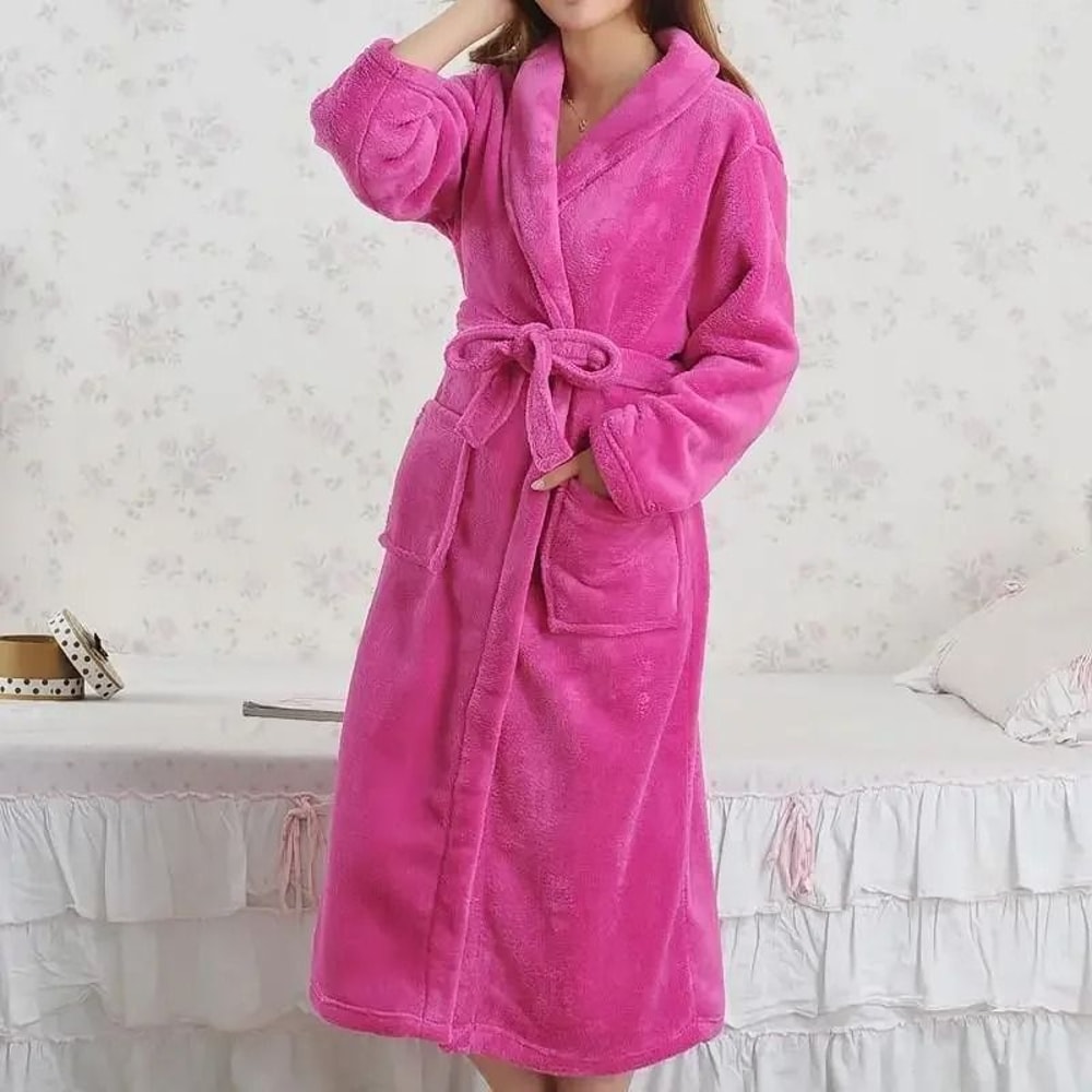 UltraWarm Coral Fleece Long Kimono Robe 11