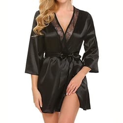 sexy lace satin short robe & nightgown
