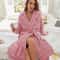Pink Thickened Coral Fleece Hooded Long Robe 0