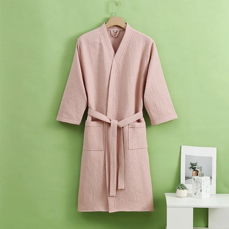 QuickDry Waffle Weave Bathrobe Lightweight AllSeason Spa Robe 9
