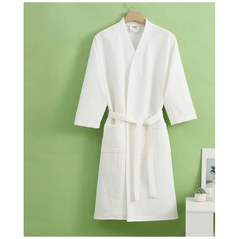 QuickDry Waffle Weave Bathrobe Lightweight AllSeason Spa Robe 6