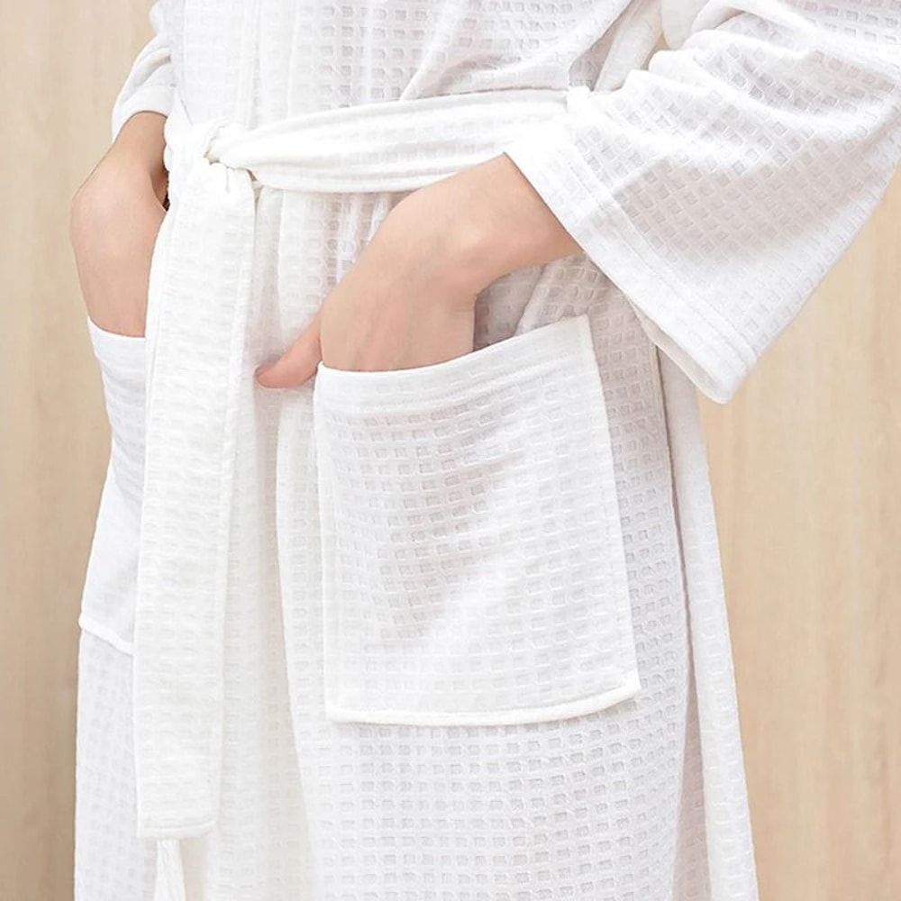 Luxury Waffle Weave Spa Robe QuickDry Lightweight Bathrobe 6