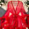 Sheer Erotic Mesh Robe Elegant PlushTrimmed Nightgown 1