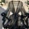 Sheer Erotic Mesh Robe Elegant PlushTrimmed Nightgown 8