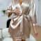 Silky Ice Silk Morning Gown Elegant LaceUp Summer Bathrobe 5