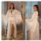 FullLength Silk Satin Lace Robe Glamorous Photography Bridal Gown 5