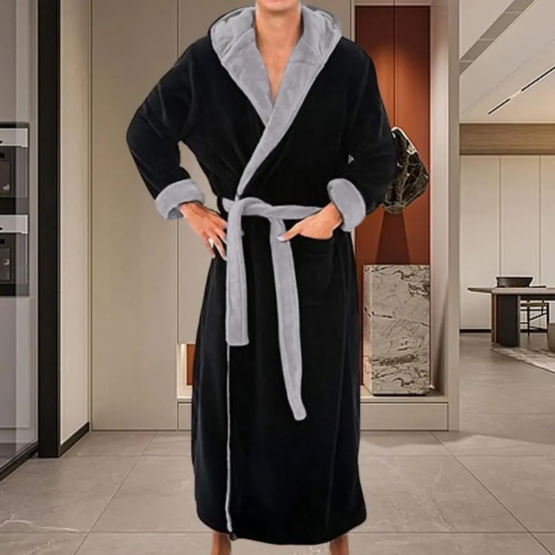 UltraSoft Plush Hooded Bathrobe FullLength Fluffy Winter Loungewear 2